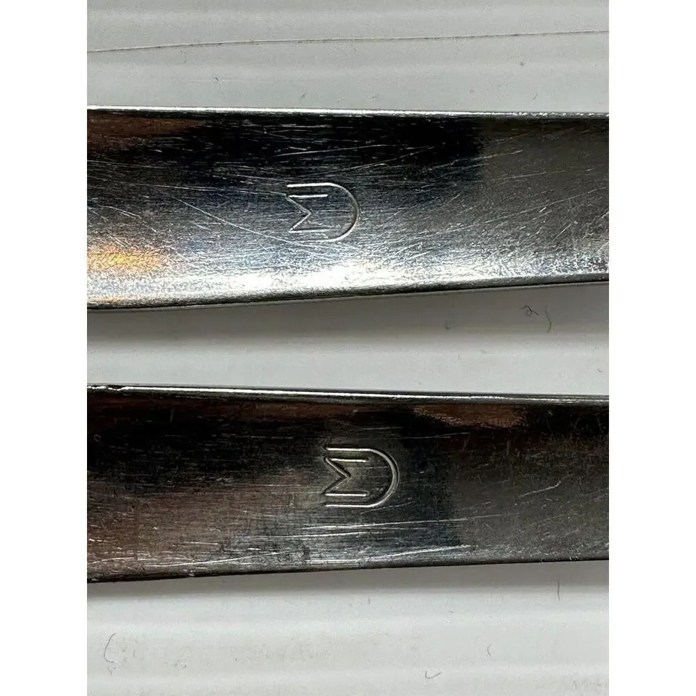 Vintage MCM Vilco Stainless Steel Fork Spoon Set Wide Handle M Above U Logo‎